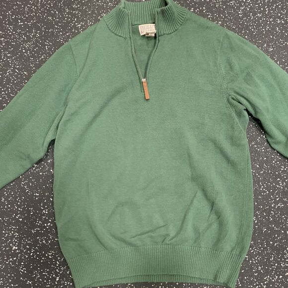 Duluth Trading Co. Sweater Mens M 1/4 Zip Long Sleeve High Neck Cotton Green - Picture 2 of 16